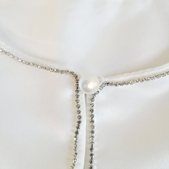 Girls Bolero Communion Special Occasion Satin Cardigan Size Medium White - Picture 4 of 10